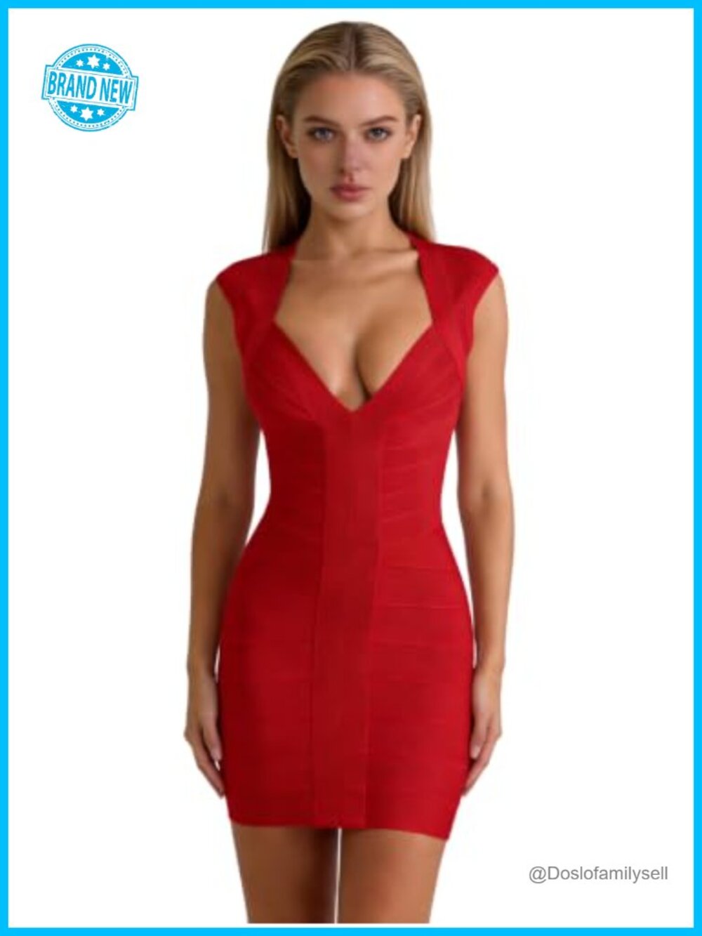Women's Mini Bandage Dress V-Neck Sleeveless Bodycon Fit Summer Party